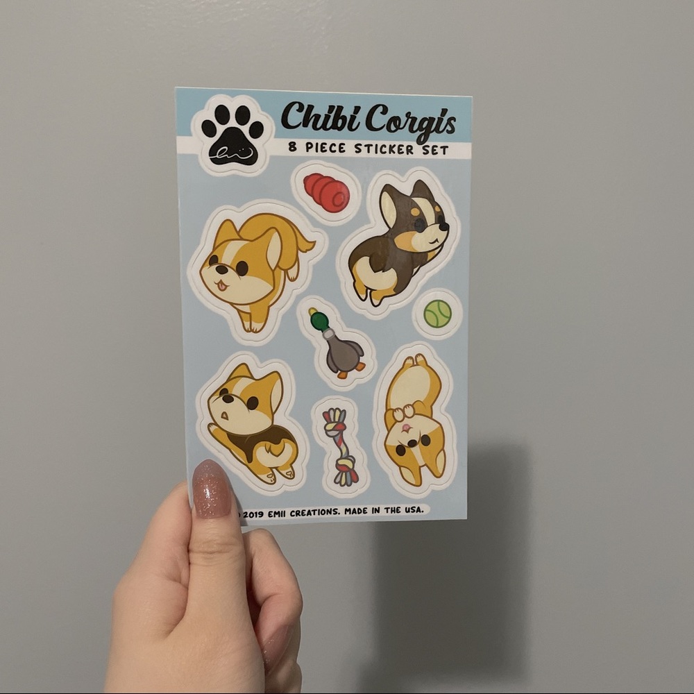 🧧SALE 3/$15 Emiicreations Chibi Corgis Vinyl Sticker Set